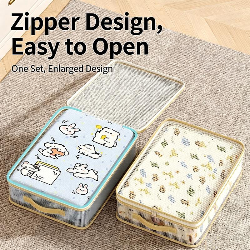 1/4Pcs Large Capacity Mesh Zipper Storage Bag - Clothing Household Bedding Four Piece Set Storage Bag, Clothing Organizing Box