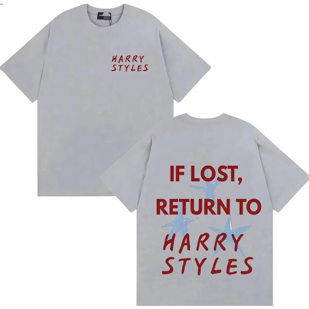 Harry Styles Fashion Double Sided Print Gothic T-Shirt Classic Aesthetic Casual Comfortable Men O-Neck Y2K Tee Shirts Streetwear