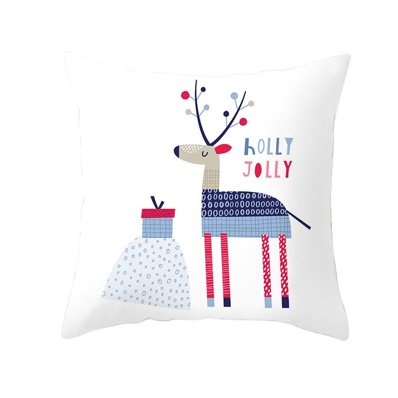 Christmas Peach Skin Pillow Cover Nordic Sofa Cushion Cover Cartoon Print Pillow Cover