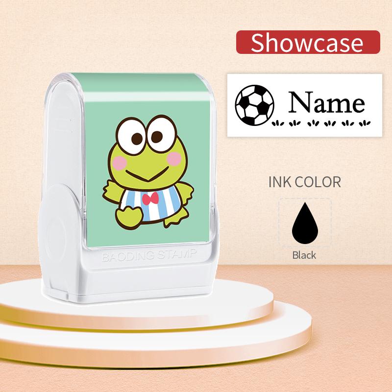 

Custom Name Stamp With Keroppi Design- Durable Trendy Washable Ink for Back to School, Christmas Gifts & Personal Item Labeling