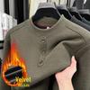 Men's Winter Fleece-Lined Half-High Collar Sweatshirt - Warm, Thick, Pure Color Casual Top
