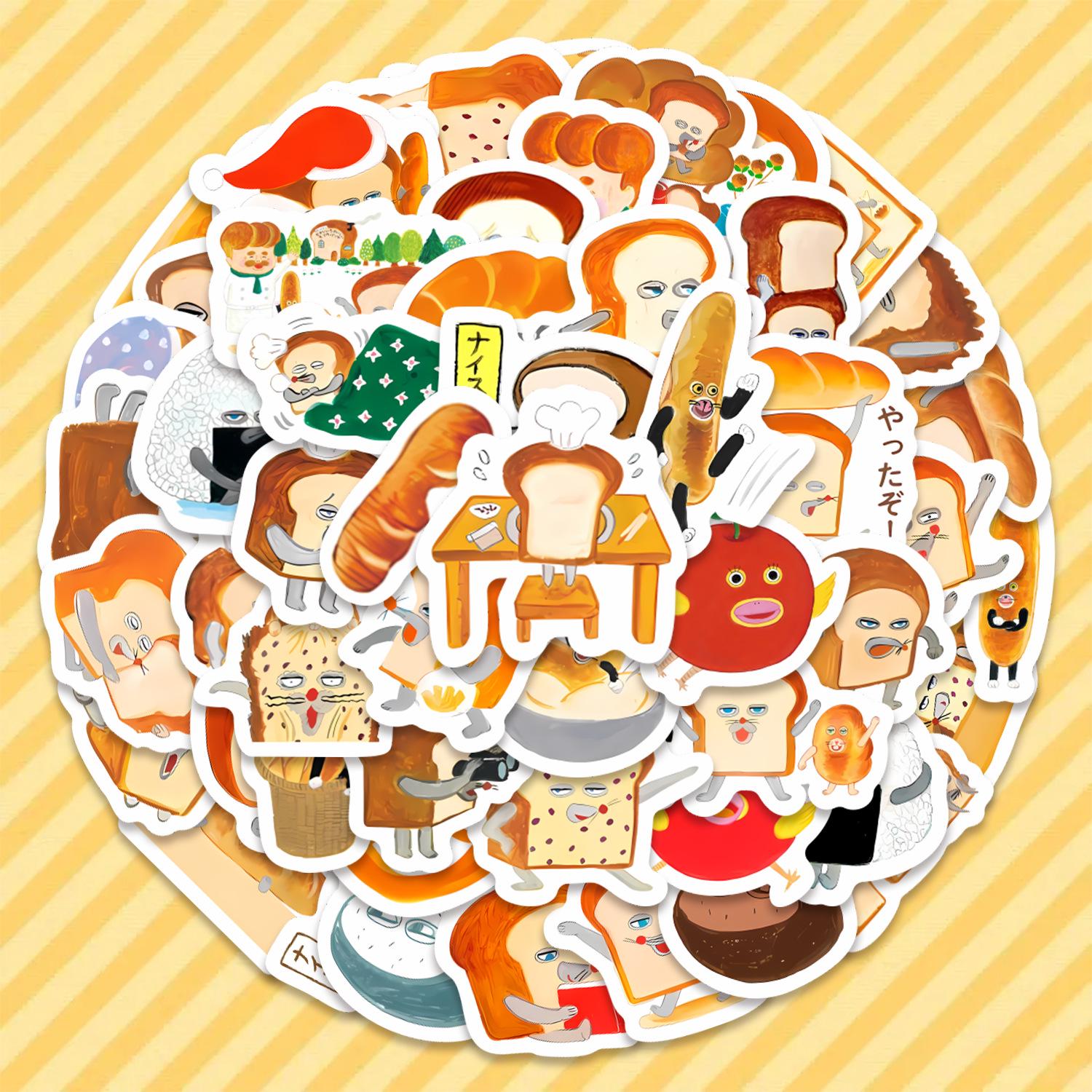 

60 Cute Bread Boy Cartoon Sticker Sheets for Creative DIY Decoration - Self-Adhesive Decals for Phone Cases & Desktops. серый