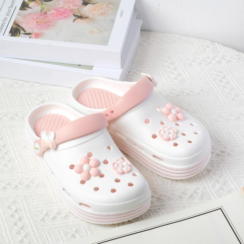 Modische Sandalen, wasserdichte Hausschuhe, Damenschuhe, Sommer-Outdoor-Rutschen, weiche Sohle, Gartenschuhe, Indoor-Pflege-Clogs, Sandalen 37-38 weiß