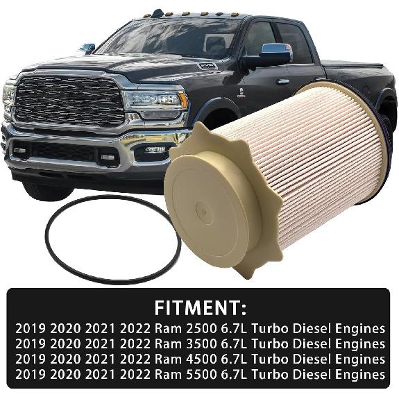 6.7L Fuel Filter Water Separator 68157291AA for 2010-2022 Ram 2500 3500 4500 5500 6.7 Turbo Diesel Engines Replacement for Ram 6.7L L6 Cummins Diesel