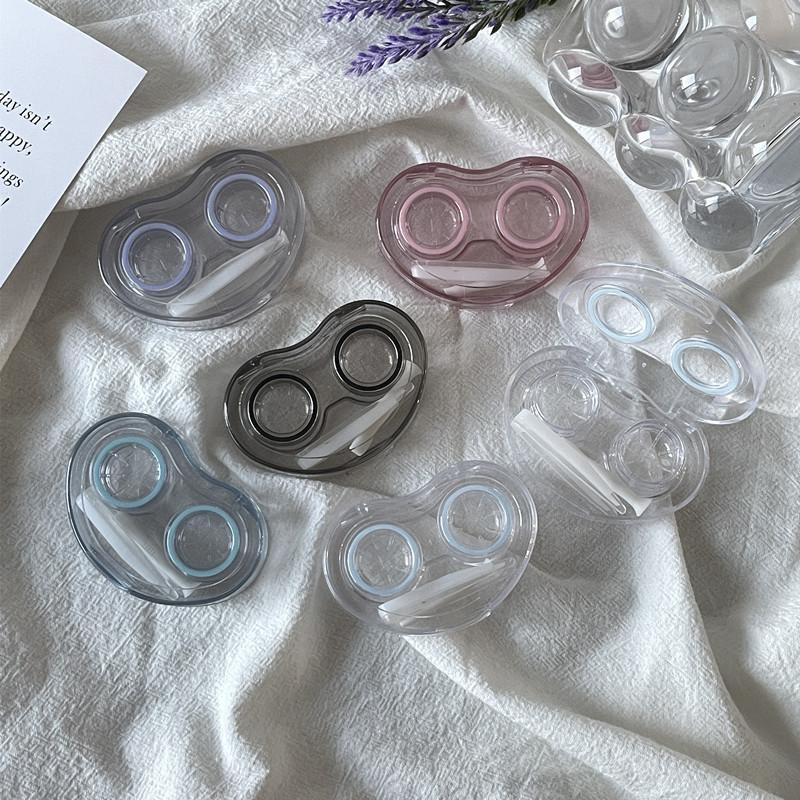 Heart-Shaped Contact Lens Cases for Women Portable Travel Contact Lens Box with Tweezer and Suction Stick