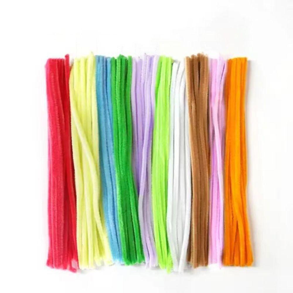 100pcs Plush Tinsel Stem DIY Strips Twist Bar Educational Toys Plush Wired Twist Sticks  Handcraft