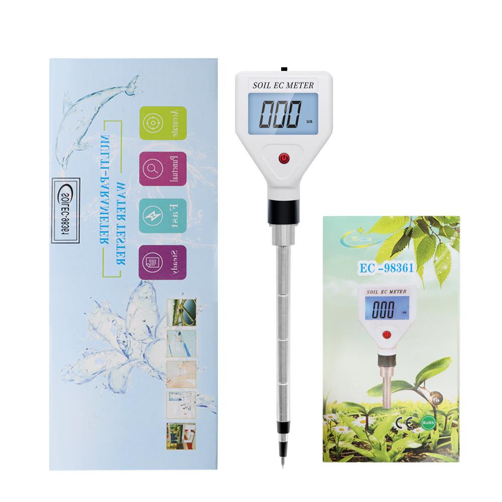 Soil EC Meter 0-1999us/cm High Precision EC Tester Probe ATC Conductivity Detector for Farmland Garden Planting Aquaculture