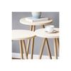 Colorful Triple Nesting Coffee Table Wooden Legs Round Pastel Design Cream