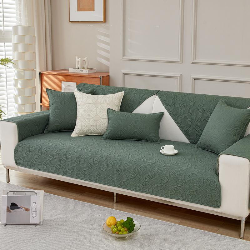 Solid Color Cotton Sofa Cushion, Universal Cover Cloth Towel For All Seasons, Simple Modern Sofa Cover  New Non-Slip Seat Cushion