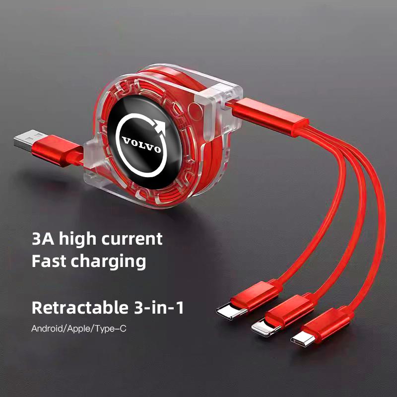 Pxvrm2 3 In 1 Micro USB Type C Charging Cable Multi Charger For New Volvo V60 AWD XC90 S80 S90 V70 Rdesign T6 V40 Polestar S40 V50 S70