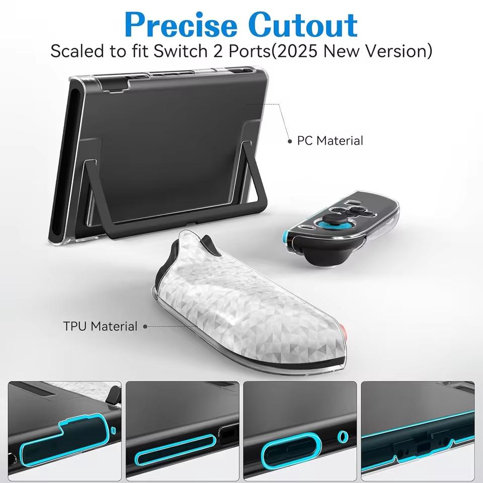 TPU+PC Transparent Protective Case for Nintendo Switch 2 Console Shockproof Protector Cover Shell for NS Switch 2 Accessories