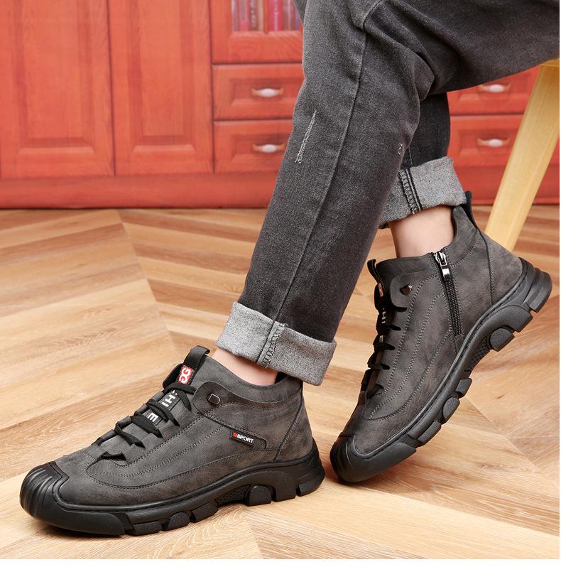 Snow boots winter piled thickened Northeast large cotton shoes outdoor high-top hiking shoes fur integrated lace-up men's cotton boots