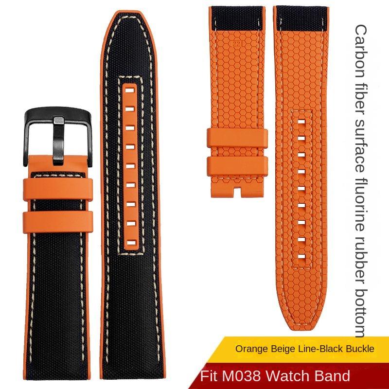 New Design Hybrid FKM Watch Strap for Mido Helmsman M005 M038.431 M038431a Quick Release Canvas Nylon Watchband Bracelet 22mm