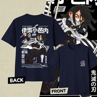 Demon Slayer Iguro Obanai Pure Cotton Tshirt for 2026 Summer KidsUnisexsWomens Fashion Casual Cosplay Short Sleeved Tshirt