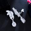 Ircons High Quality Cz Crystal Women Wedding Party Jewelry Big Long Water Drop Clip On Non Pierced Earrings With Clips Cz113