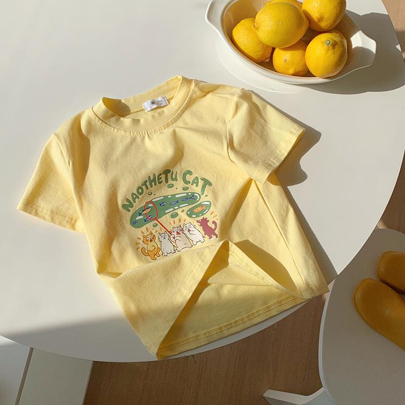

Girls Casual Short-sleeved T-shirt - Summer Children s Cute Cotton Round-neck Top 90cm