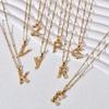 Cross Geometry Stainless Steel English Letter Necklace - Fashionable Metallic Clavicle Chain, Colorfast Design