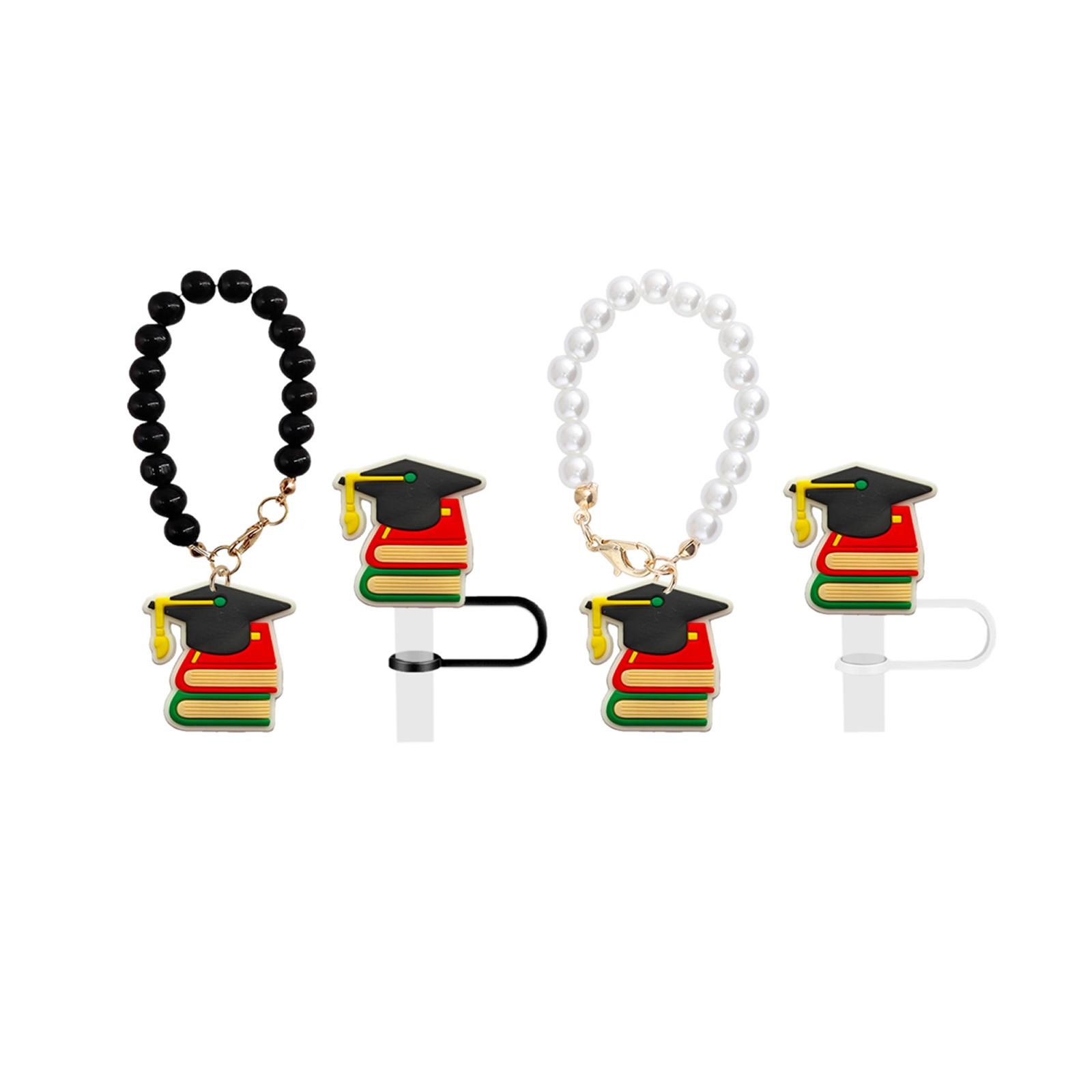 

Graduation Party Decoration Gifts Bachelor s Hat Pendant, Silicone Straw Cap Pearl Chain One Size