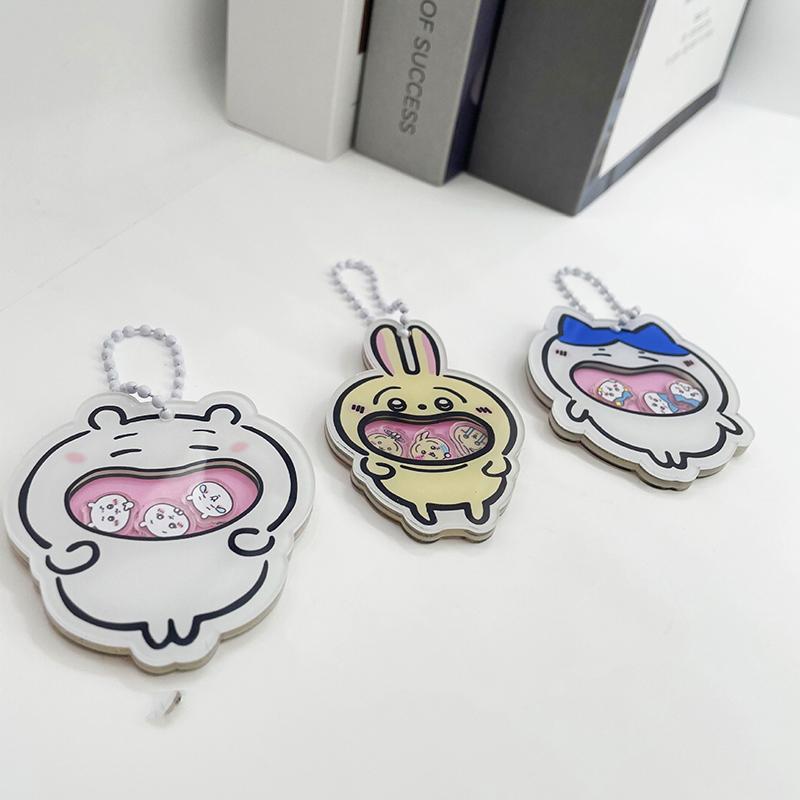 Japanese Anime Chiikawa Hachiware Usagi Mini Cute Acrylic Keychain Cartoon Animal Keyring Shake Toys Creative Rocking Pendant