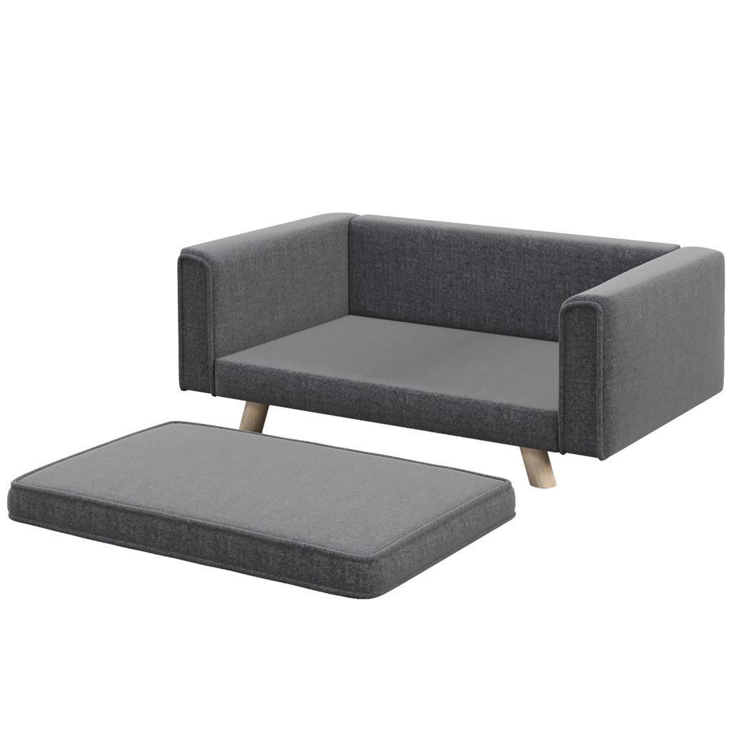 Elevated Dog Sofa Bed, with Cushion, for Medium and Small Dogs, Grey