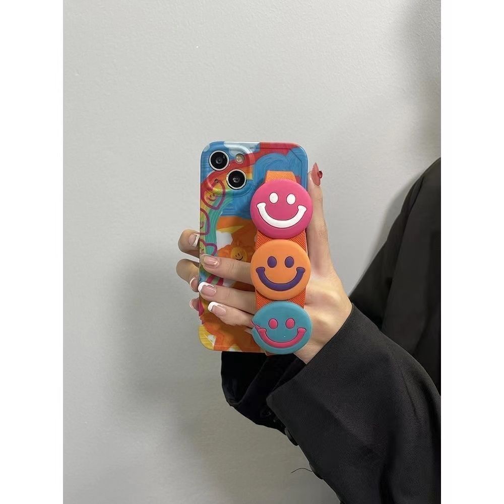 Graffiti Flower Wrist Strap Crossbody Full Coverage Phone Case For Iphone 13 14 15 16 17 Pro Max