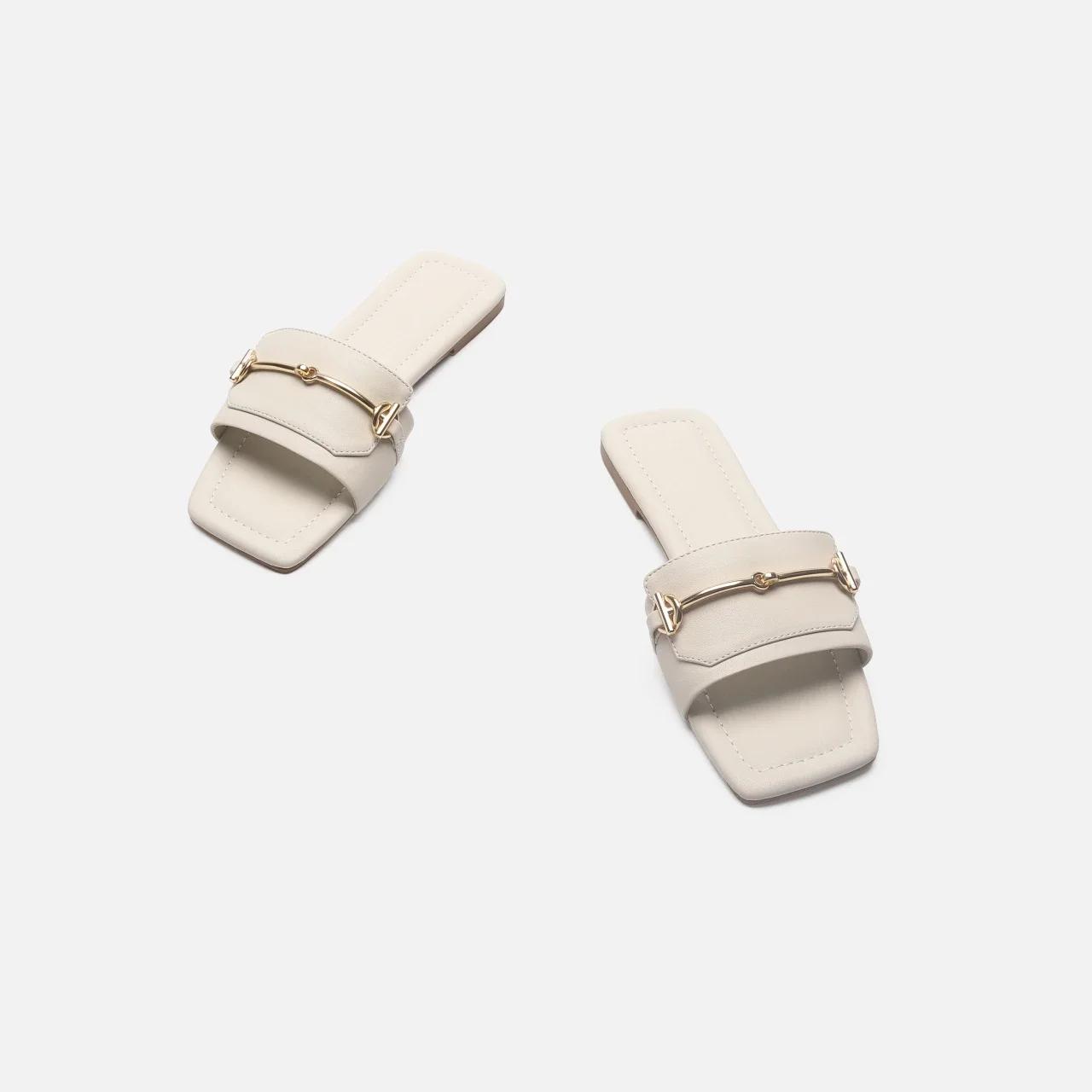 Модные женские босоножки с пряжкой на плоской подошве с открытым носком — фото 5