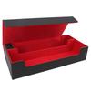 Card Storage Box PU Leather Magnetic Closure Card Deck Case with Drawer for Over 550 Game Cards Black Red