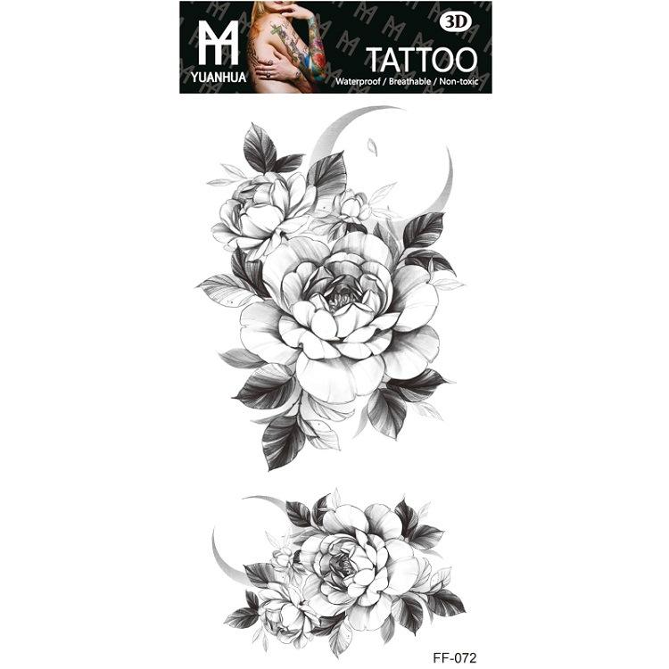 Plain Flower Bohemian Blue Rose Mermaid Waterproof Tattoo Sticker Simulation Water Transfer Sample Sticker