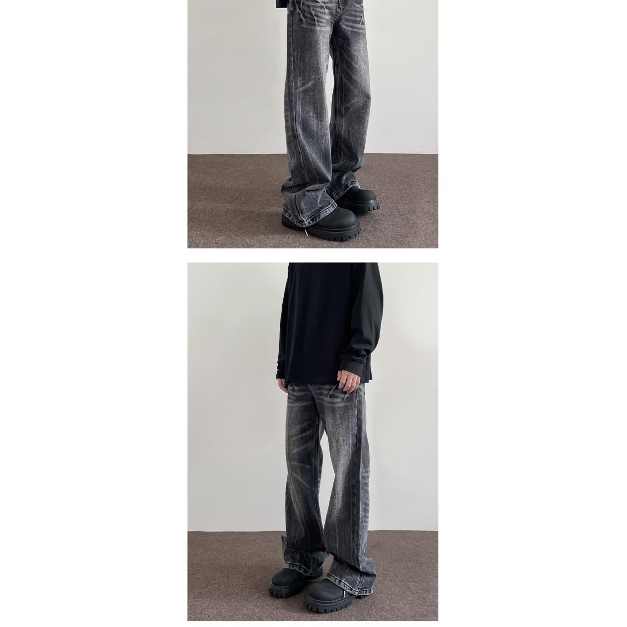 

Американские уличные потертые винтажные джинсы мужские весна и осень прямые свободные длинные брюки в европейском и американском стиле High Street Vibe 3XL серый