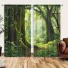 2-Panels Green Primitive Forest Nature Printed Curtains   Shade and Privacy Protection   Suitable for Decorating Various Rooms