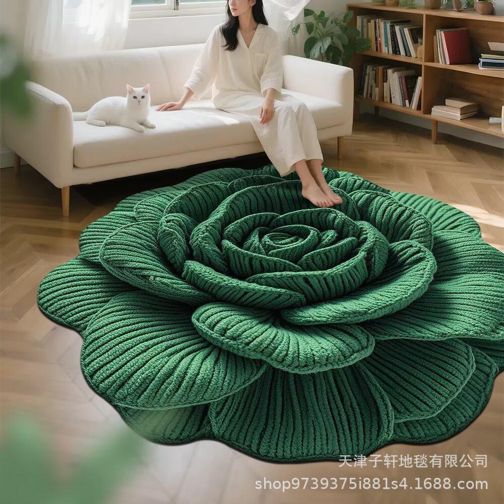 3D Flower Living Room Decoration Carpet Bedroom Bedside Carpet Bathroom Absorbent Mat