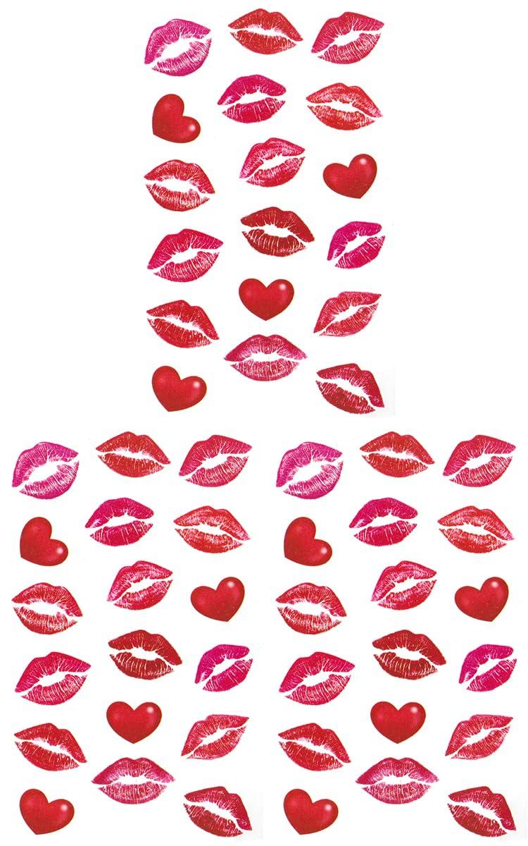 

Наклейка для татуировки поцелуй губы hm1469 обычный размер 3 шт., красный