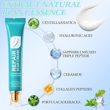 Scar Repair Cream for Men & Women | Advanced Skin Care Cream for Appearance of Surgical Scars, Acne Marks & Stretch Marks | Skin Smoothing & Moist