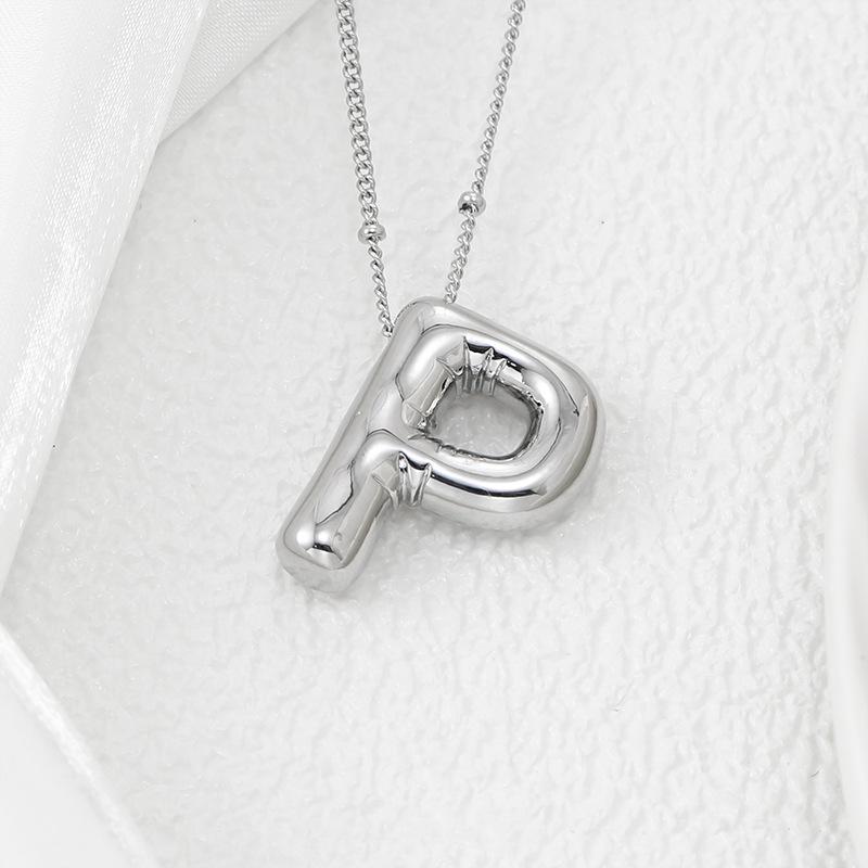 Smooth Chunky Bubble Initial letter Pendant Necklace Women Personality Jewelry Gold Balloon 26 Letter Necklaces