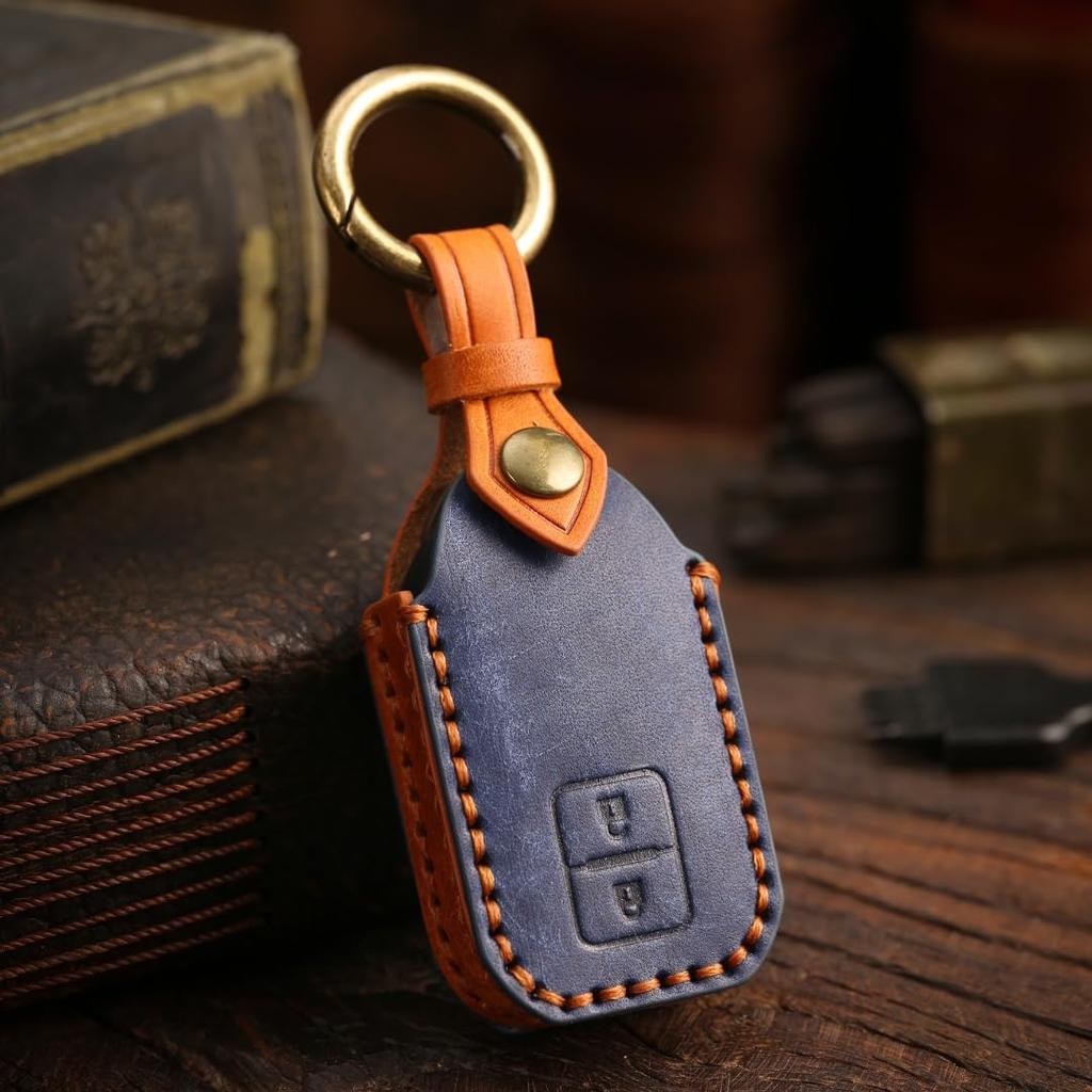 Suzuki Key Cover for and New Custom Key and Genuine Tanned Smart Key Custom Leather Dark [smasol] Jimny, Nomad, Frontus, Spacia, Jimny, Case, XBEE,