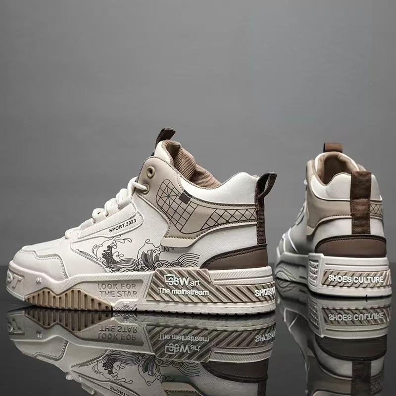 High Top Men's Sneakers Fashion Lace Up Platform Shoes Male Designer Luxury Leather Casual Shoes for Brand Running Sports Shoes