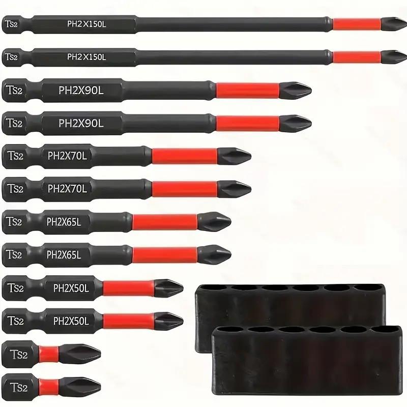Shock-resistant Magnetic Phillips Screwdriver Bits with Anti-slip Teeth