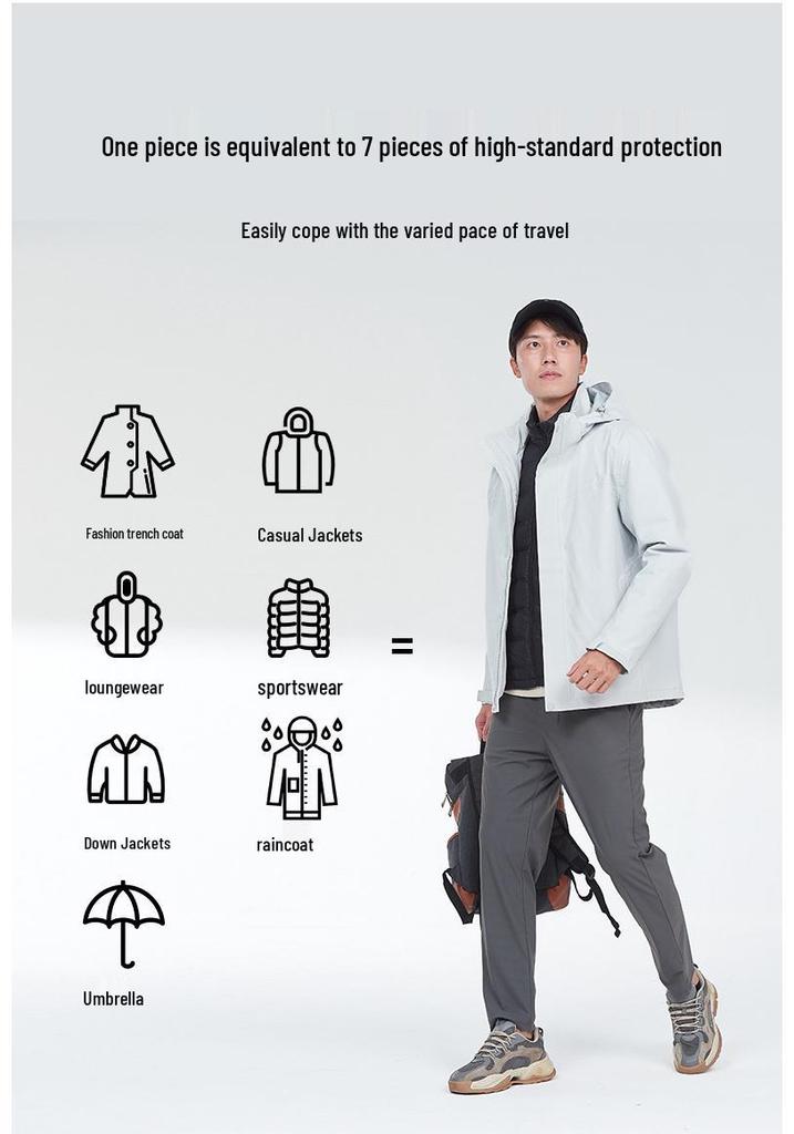 Op maat Gemaakte Winddichte en Waterdichte Heren 3-in-1 Outdoor Jas met Logo Bedrukking voor Bedrijfs- en Teamkleding