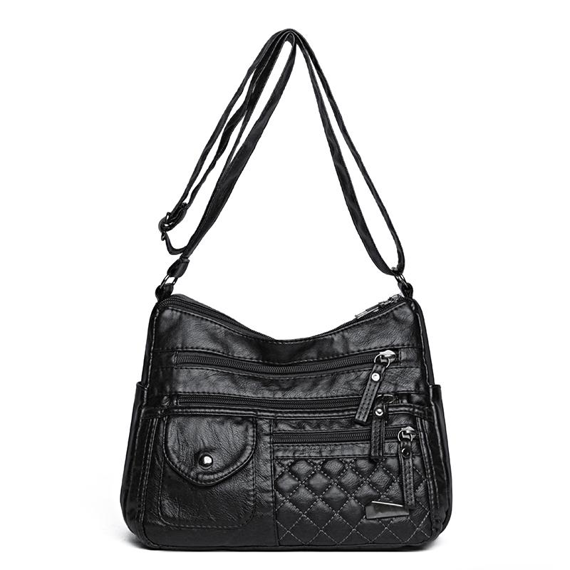 תיק כתף רב שכבתי לנשים תיק קרוסבודי עור רך עם קיבולת גדולה תיק אמא