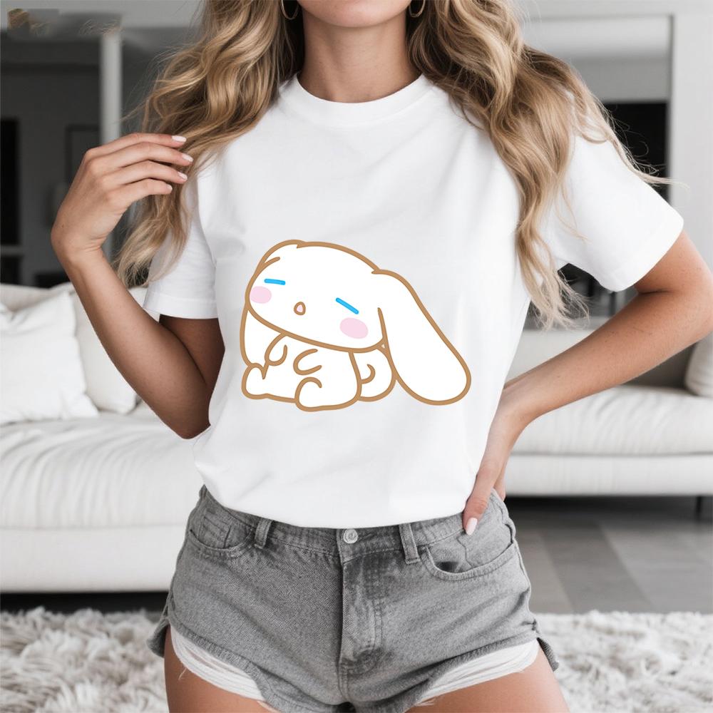 

Cinnamoroll Cozy Sleep Print Casual Cotton T Shirt for Women Soft Comfortable Daily Wear 2026 Summer S