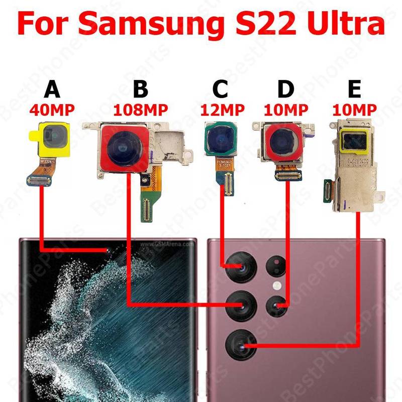 

Rear Front Camera For Samsung S22 Ultra 5G S22Ultra S908 Backside Facing Frontal Selfie Back Camera Module Mobile Phone Parts Camera A