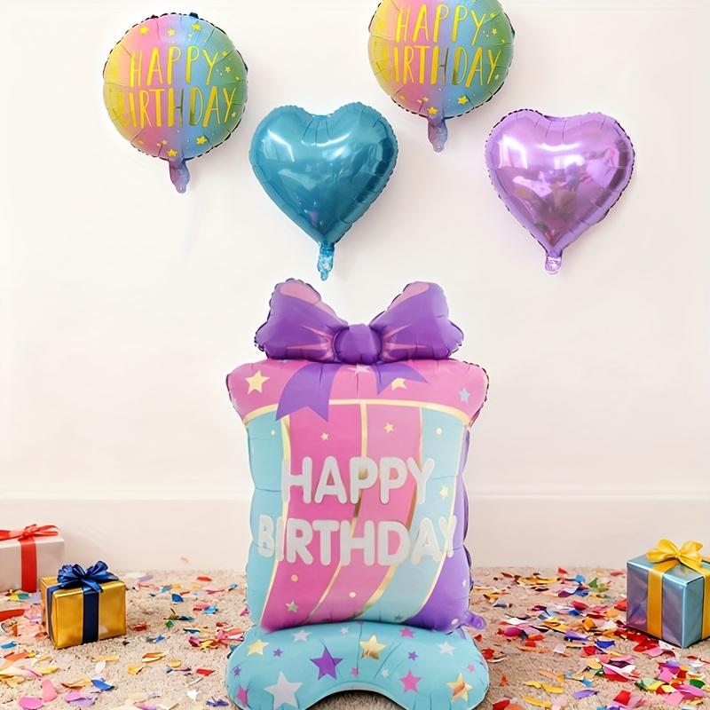 5pcs Standing Birthday Gift Box Balloon Set Star-Shaped Gradient Letter Balloons Birthday Party Decoration Photography Props