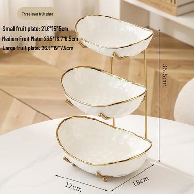 ZISIZ Tiered Ceramic Iron Fruit Basket