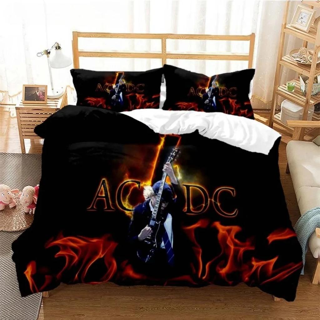 Comforter Fashion Ac/Dc Rock Band Bedding Set Ac/Dc Band Pattern Twin Full Queen King