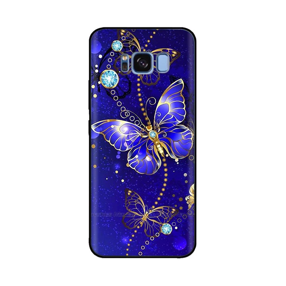 For Samsung Galaxy S8 Plus Phone Case Heart-Butterfly Funda For Samsung S8 S8Plus Cases Liquid Silicone Bumper GalaxyS8 Shells