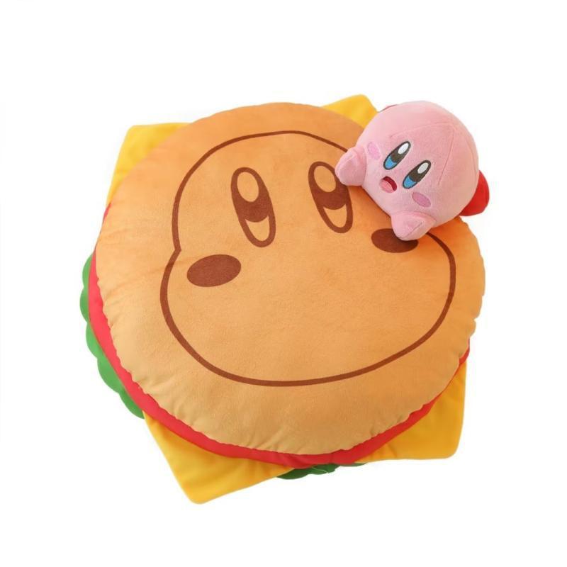 

Cartoon Kirby Hamburger Plush Pillow Customizable Embroidered Design