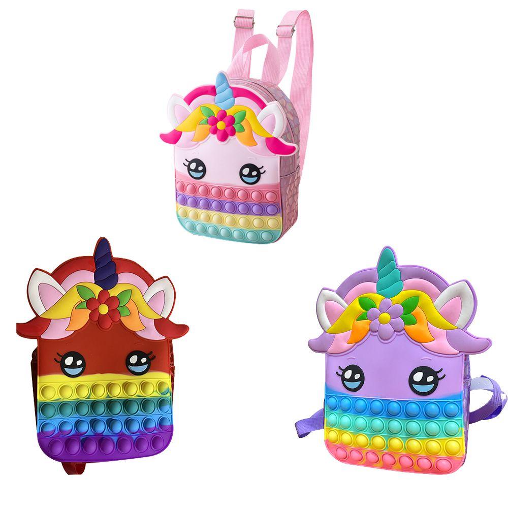 Sparkling Unicorn Pop Fidget It Toys Backpack Bag Stress Relief Toy For Kids