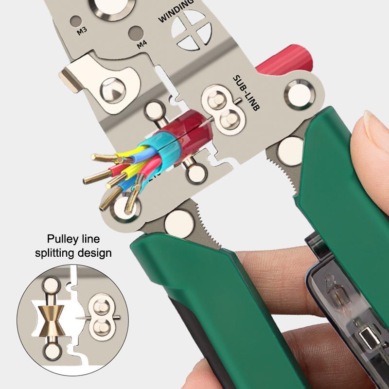 Multifunctional Wire Stripper With Electrical Test Pen Foldable Cable Cutter Crimper Tool, Electrical Folding Pliers For Cutting