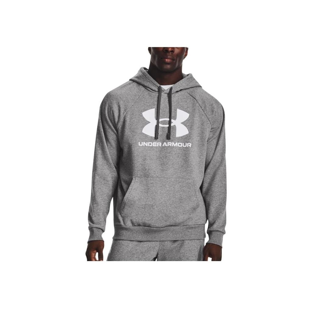 Under Armour Rival Fleece Letter Print Raglan Hoodie Men hoodies Gray 1379758-025
