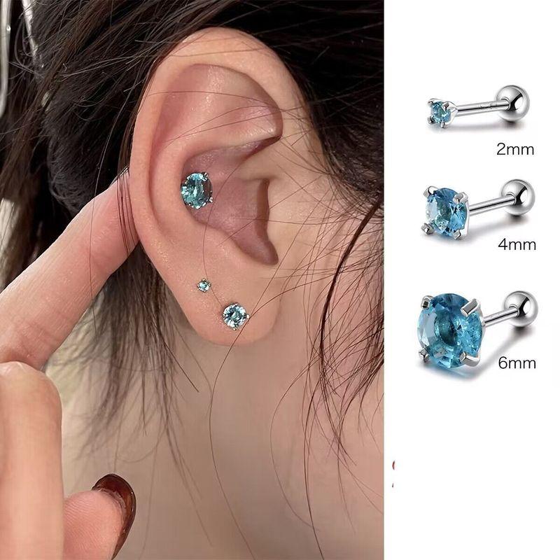 

Blue Zircon Screw Stud Earrings for Women Ear-Caring Sleep No Need to Take off Ear Bone Stud Fancy Ear Ear Bone Pin Earrings Silver Earrings Screw buckle-blue Zircon 2+4+6 [each pair]]